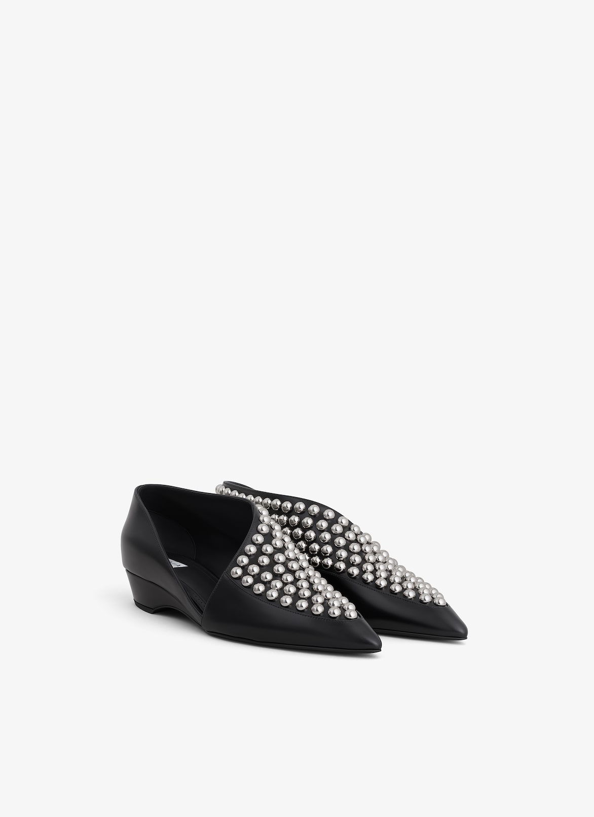 ASYMETRIC LOAFERS IN GLOSSY CALFSKIN WITH STUDS ALAÏA BLACK ASYMETRIC LOAFERS IN GLOSSY CALFSKIN WITH STUDS